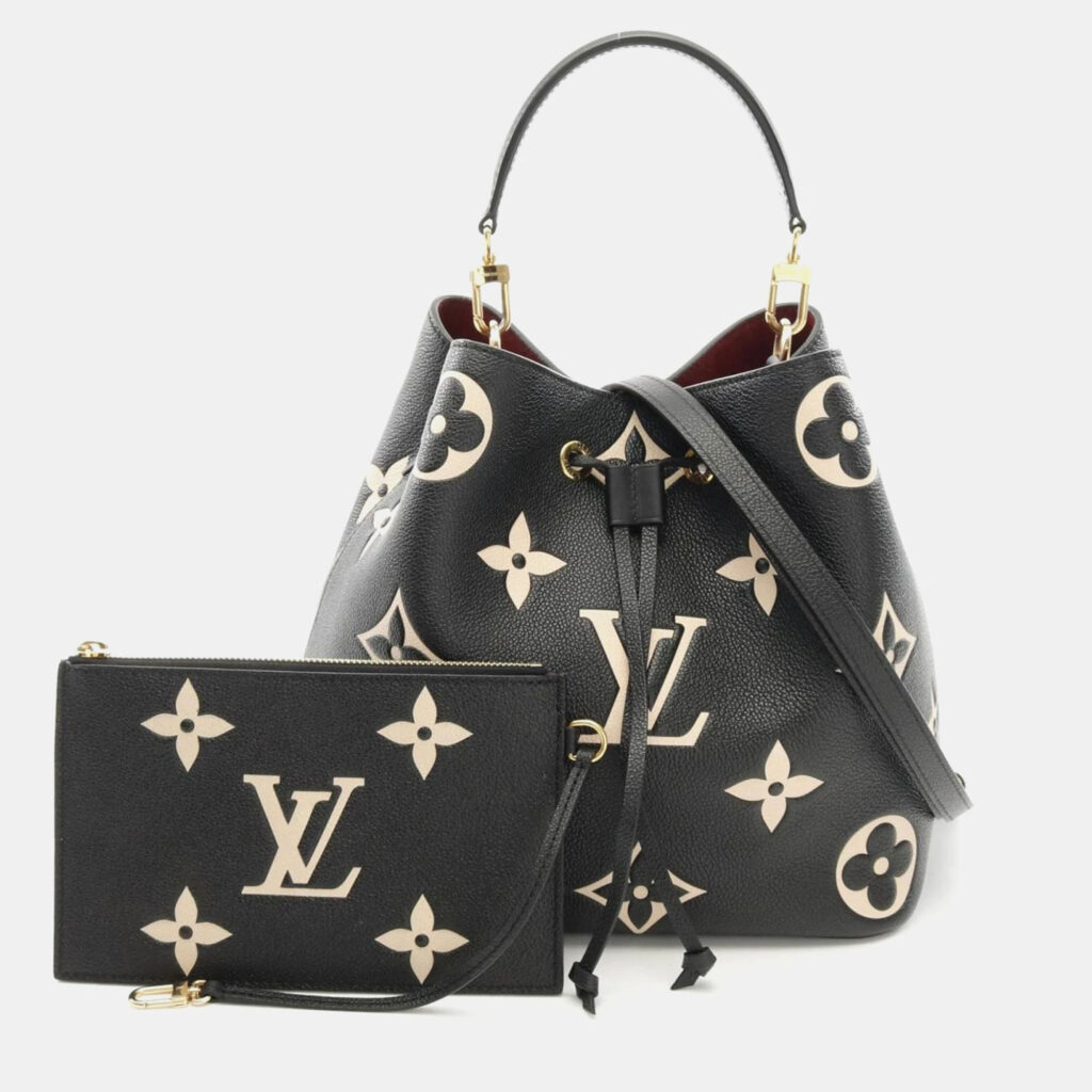 Louis Vuitton Neonoe MM Black Beige Monogram Empreinte Leather Shoulder Bag