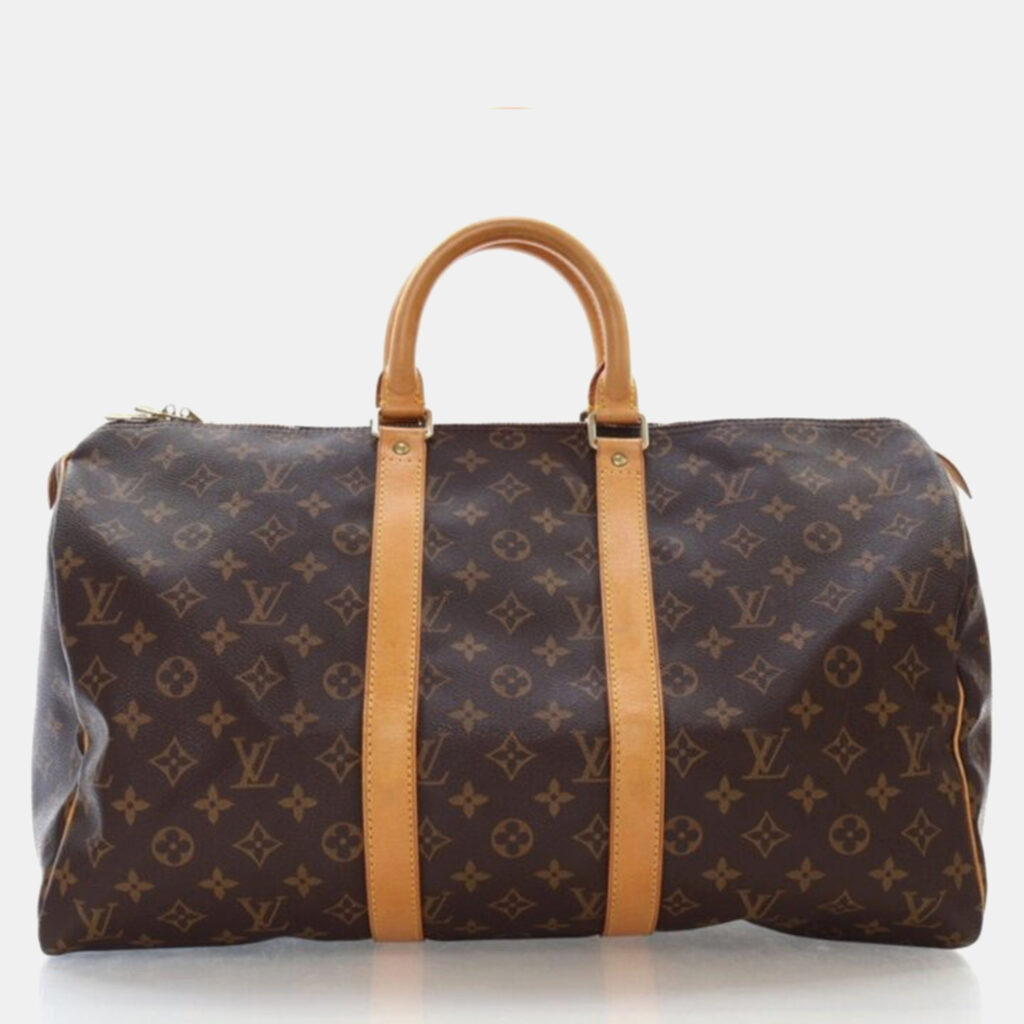 Louis Vuitton Keepall 45 Brown Monogram Coated Canvas Travel Bag Louis Vuitton Keepall 45 Brown Monogram Coated Canvas Travel Bag