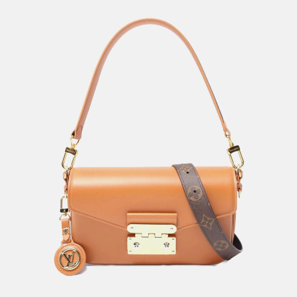 Louis Vuitton Swing Brown Calfskin Coated Canvas Leather Handbag Louis Vuitton Swing Brown Calfskin Coated Canvas Leather Handbag