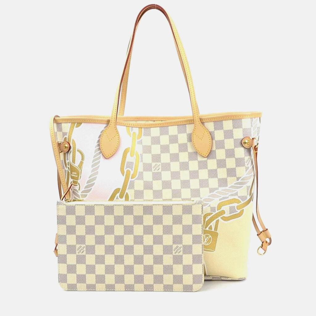 Louis Vuitton Neverfull MM Ivory Damier Azur Nautical Canvas Handbag Louis Vuitton Neverfull MM Ivory Damier Azur Nautical Canvas Handbag