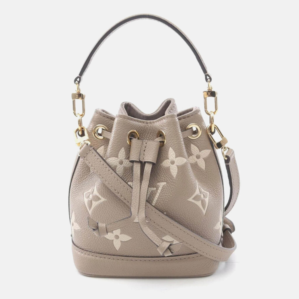 Louis Vuitton Nano Noe Tourterelle Crème Bicolor Monogram Empreinte Leather Handbag