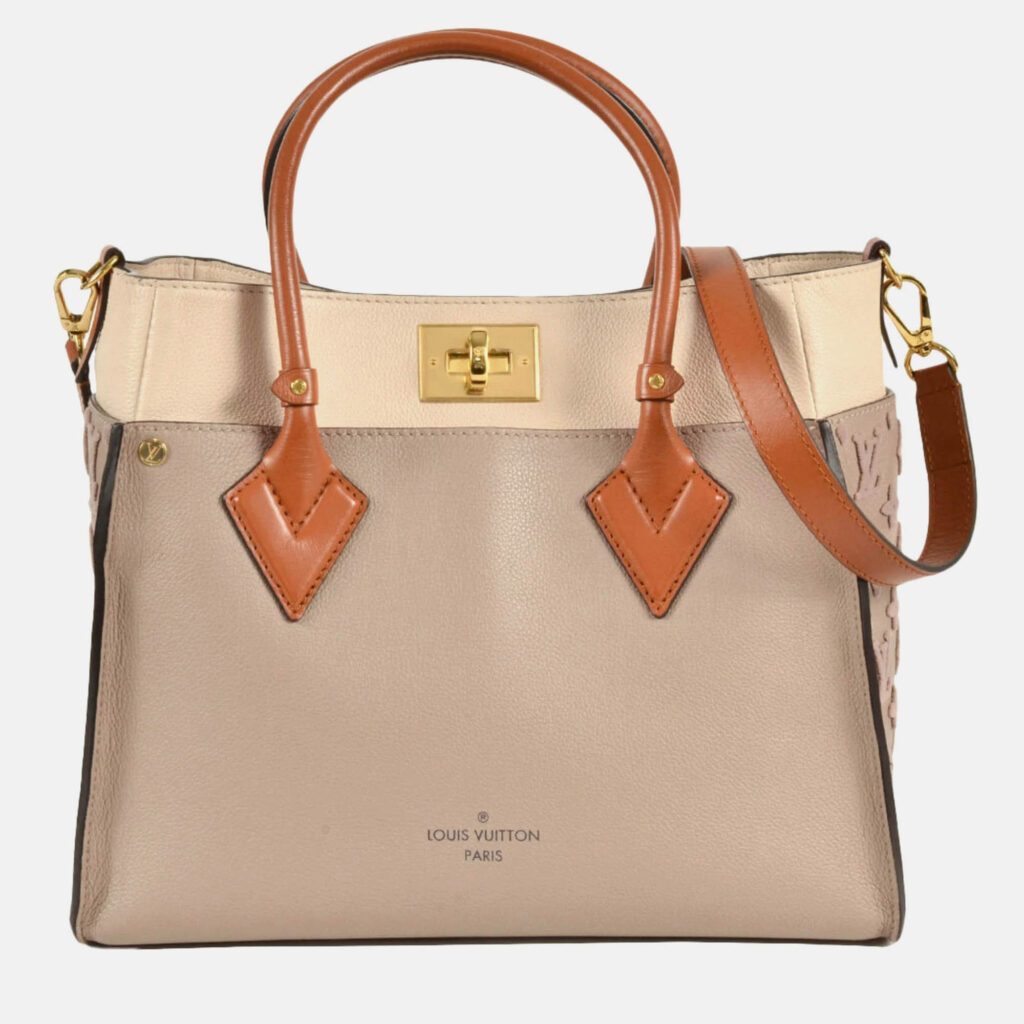 Louis Vuitton On My Side MM Beige Leather Handbag