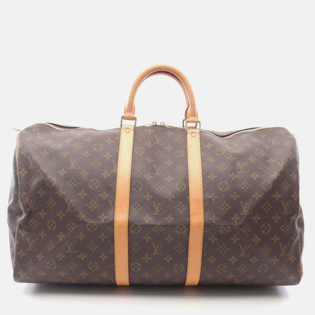 Louis Vuitton Keepall 55 Brown Monogram Canvas Travel Bag Louis Vuitton Keepall 55 Brown Monogram Canvas Travel Bag