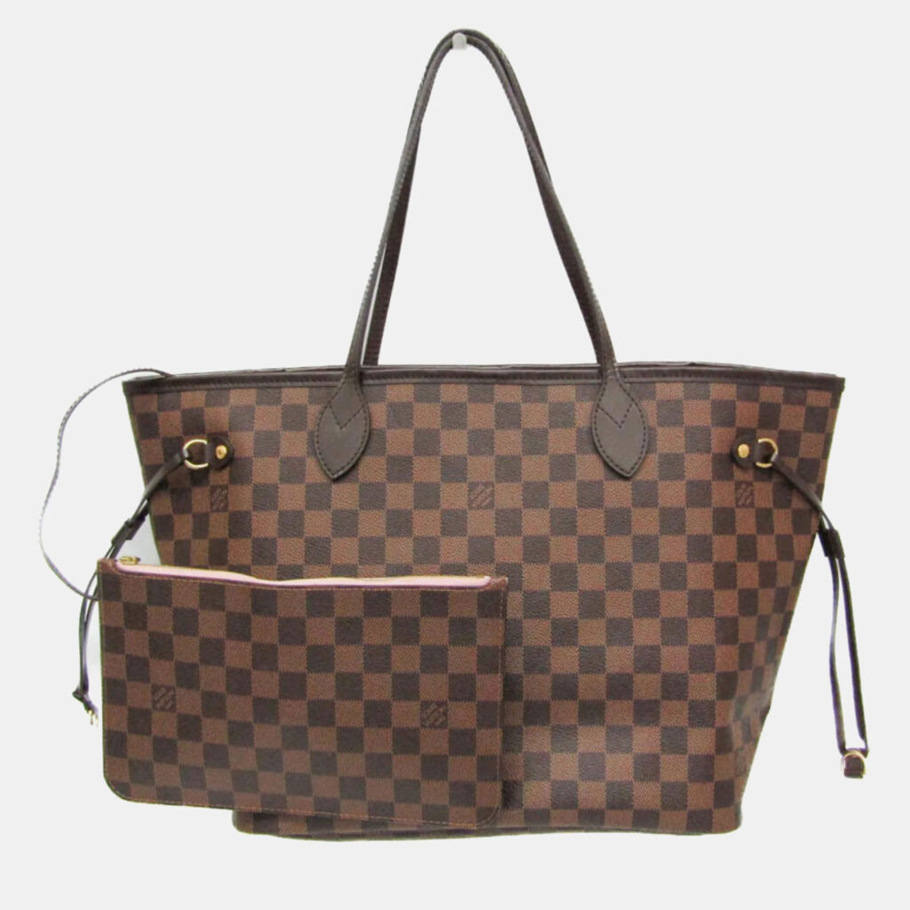 Louis Vuitton Neverfull MM Damier Ebene Rose Ballerine Coated Canvas Tote Bag Louis Vuitton Neverfull MM Damier Ebene Rose Ballerine Coated Canvas Tote Bag