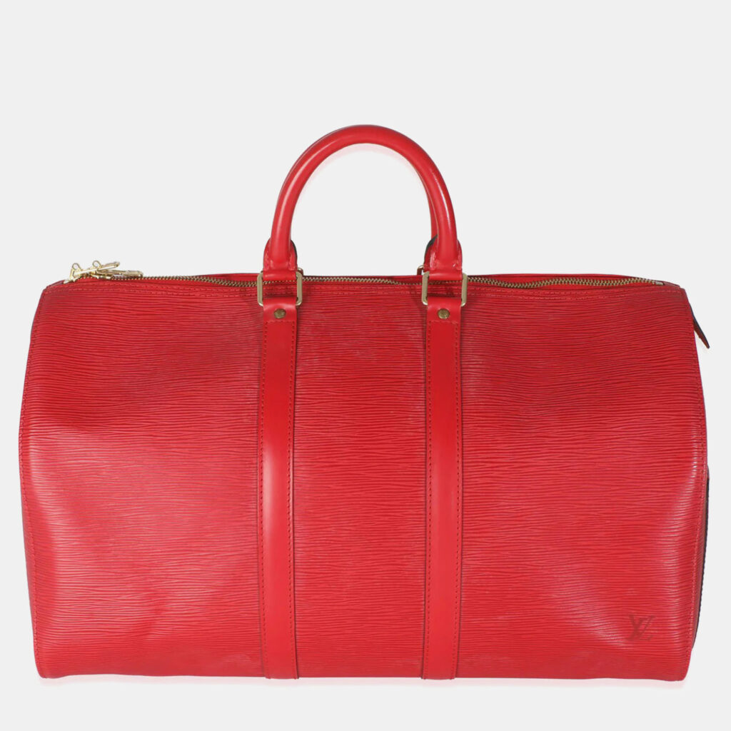 Louis Vuitton Vintage Red Epi Leather Keepall 45 Bag Louis Vuitton Vintage Red Epi Leather Keepall 45 Bag