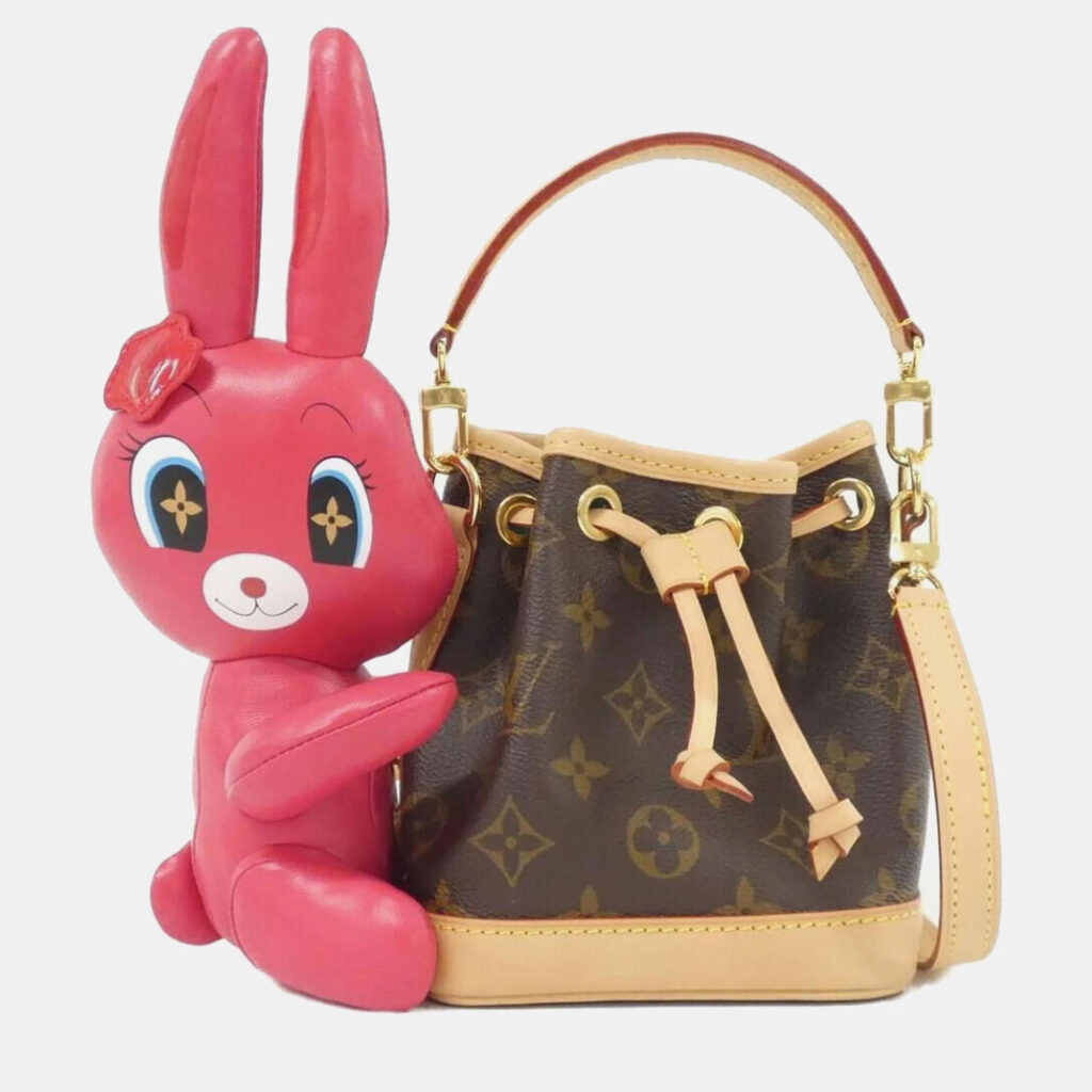 Louis Vuitton Nano Noe Fuschia Marron Monogram Coated Canvas Bucket Bag