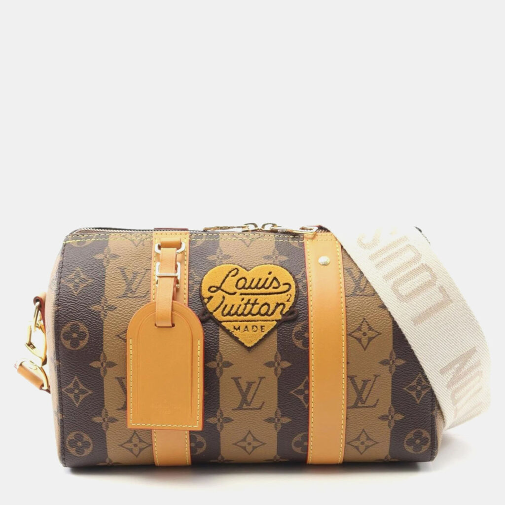 Louis Vuitton City Keepall Monogram Stripe Brown Coated Canvas Shoulder Bag Louis Vuitton City Keepall Monogram Stripe Brown Coated Canvas Shoulder Bag