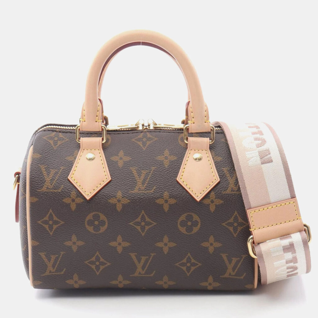 Louis Vuitton Speedy Bandouliere 20 Beige Monogram Canvas Leather Handbag
