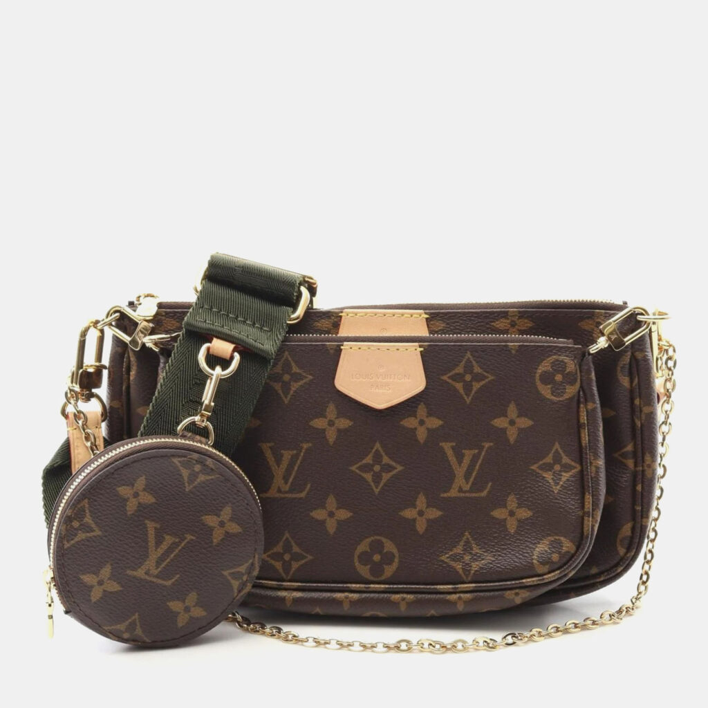 Louis Vuitton Multi Pochette Accessoires Brown Khaki Monogram Coated Canvas Shoulder Bag Louis Vuitton Multi Pochette Accessoires Brown Khaki Monogram Coated Canvas Shoulder Bag