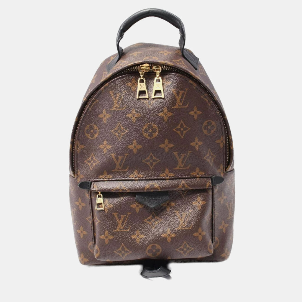 Louis Vuitton Palm Springs PM Monogram Brown Black Coated Canvas Backpack Louis Vuitton Palm Springs PM Monogram Brown Black Coated Canvas Backpack