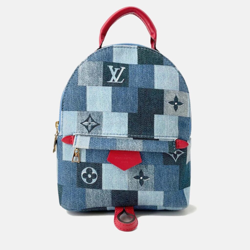 Louis Vuitton Palm Springs Mini Blue Red Monogram Denim Backpack Louis Vuitton Palm Springs Mini Blue Red Monogram Denim Backpack