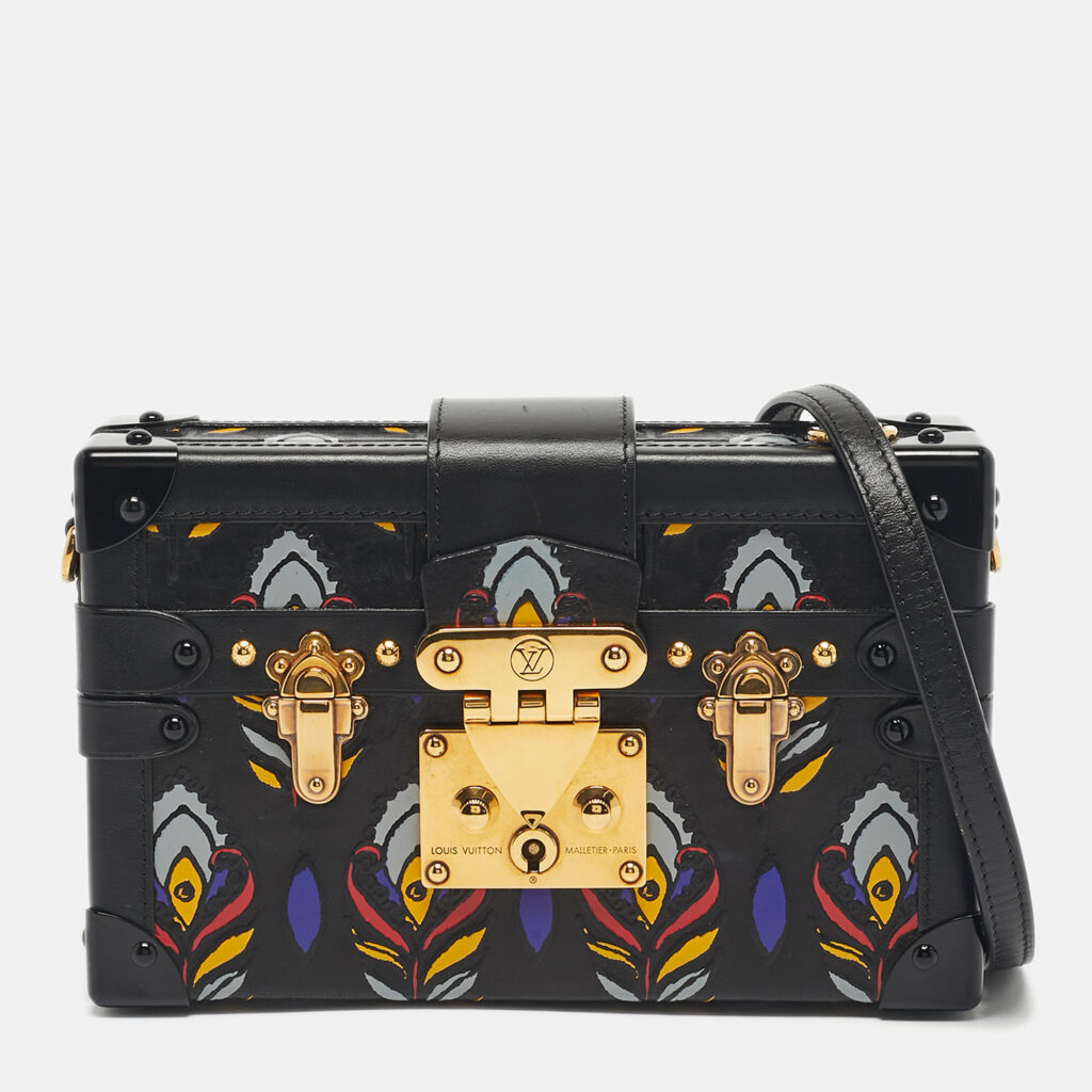 Louis Vuitton Black Graphic Print Leather Petite Malle Bag Louis Vuitton Black Graphic Print Leather Petite Malle Bag