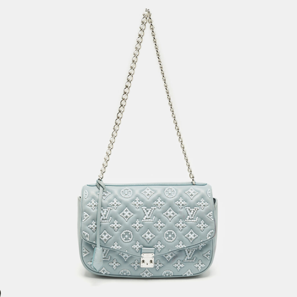 Louis Vuitton Blue Monogram Leather Mama Perles Pochette Bag
