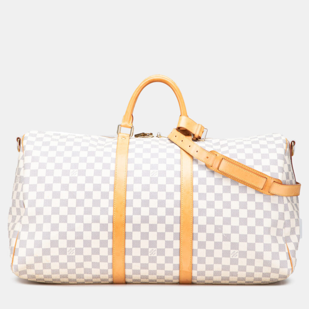Louis Vuitton White Damier Azur Keepall Bandouliere 55 Louis Vuitton White Damier Azur Keepall Bandouliere 55