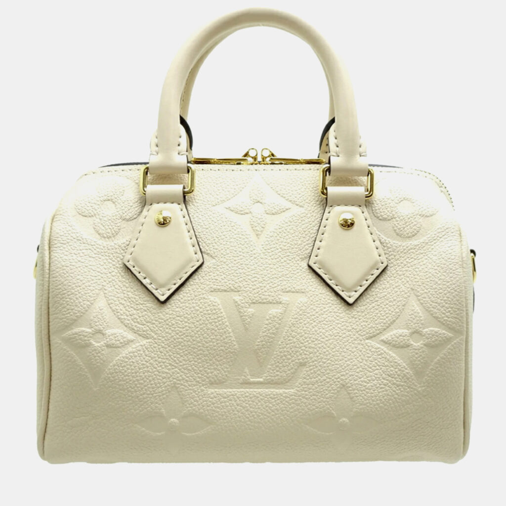 Louis Vuitton Speedy Bandouliere 20 Cream Monogram Empreinte Leather Boston Bag Louis Vuitton Speedy Bandouliere 20 Cream Monogram Empreinte Leather Boston Bag