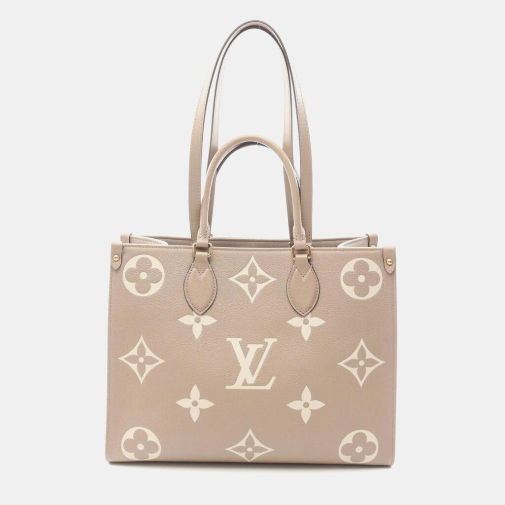 Louis Vuitton On The Go MM Tourterelle Monogram Empreinte Leather Tote Bag Louis Vuitton On The Go MM Tourterelle Monogram Empreinte Leather Tote Bag