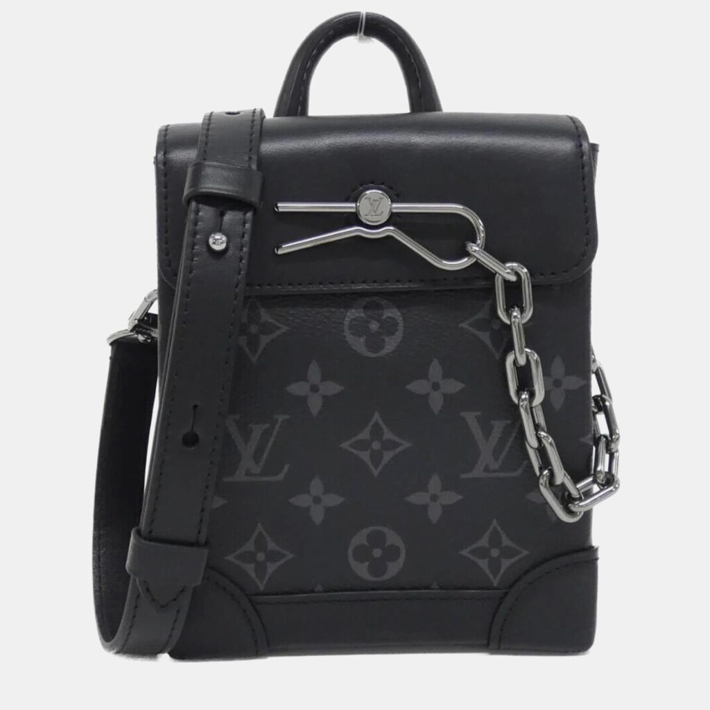 Louis Vuitton Nano Steamer Black Monogram Eclipse Leather Shoulder Bag Louis Vuitton Nano Steamer Black Monogram Eclipse Leather Shoulder Bag