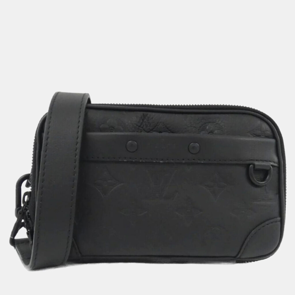 Louis Vuitton Alpha Wearable Wallet Black Monogram Shadow Leather Shoulder Bag Louis Vuitton Alpha Wearable Wallet Black Monogram Shadow Leather Shoulder Bag