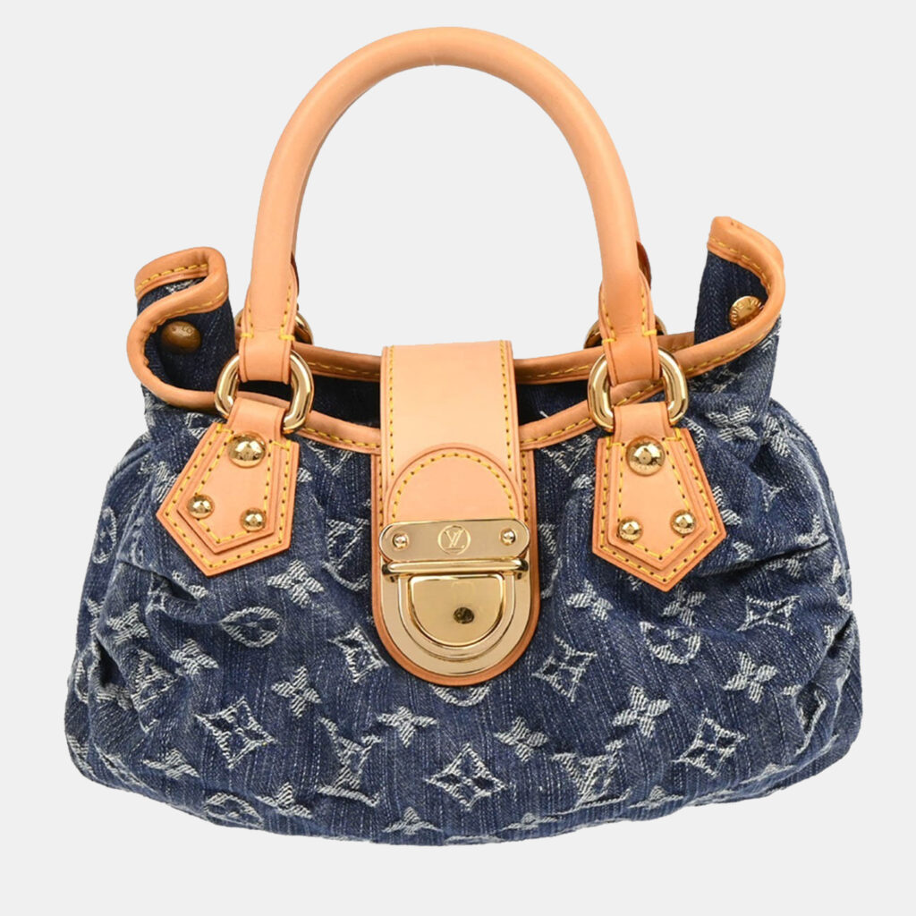 Louis Vuitton Pleaty Blue Monogram Denim Handbag