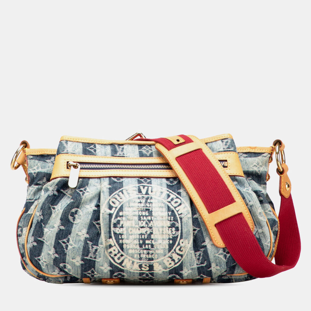 Louis Vuitton Blue Monogram Denim Porte Epaule Raye Cabas MM