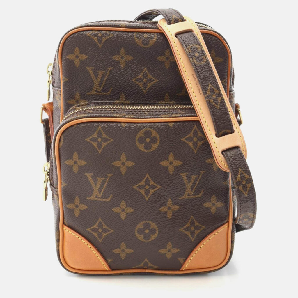 Louis Vuitton Amazon Shoulder Bag Monogram Canvas Leather Brown Louis Vuitton Amazon Shoulder Bag Monogram Canvas Leather Brown