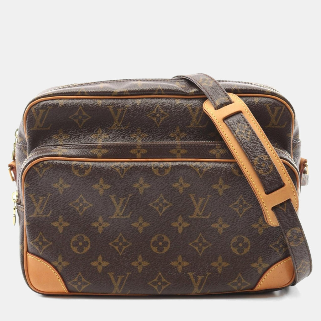 Louis Vuitton Nile Shoulder Bag Monogram Canvas Leather Brown