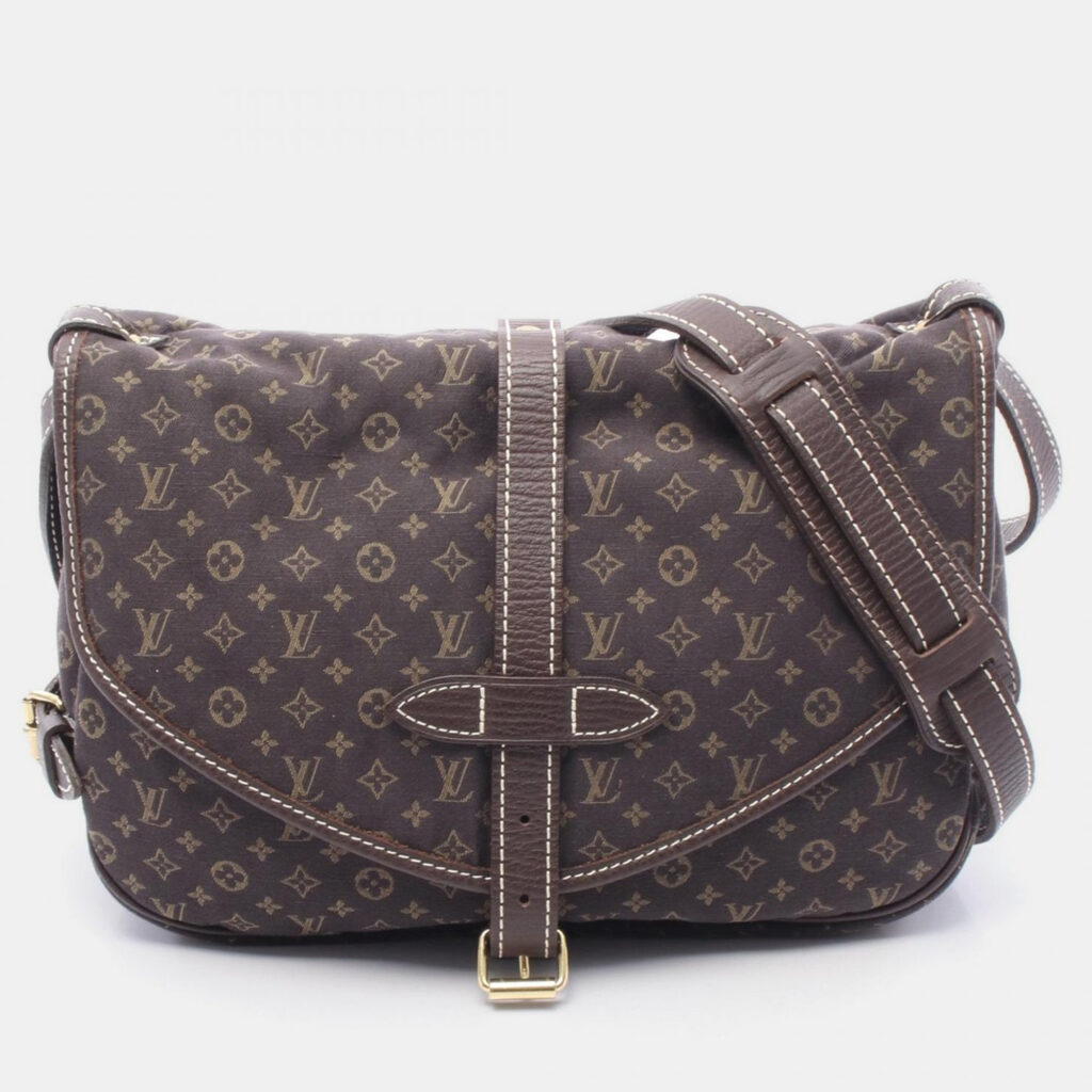 Louis Vuitton Saumur Shoulder Bag Monogram Mini Lin Canvas Ebene
