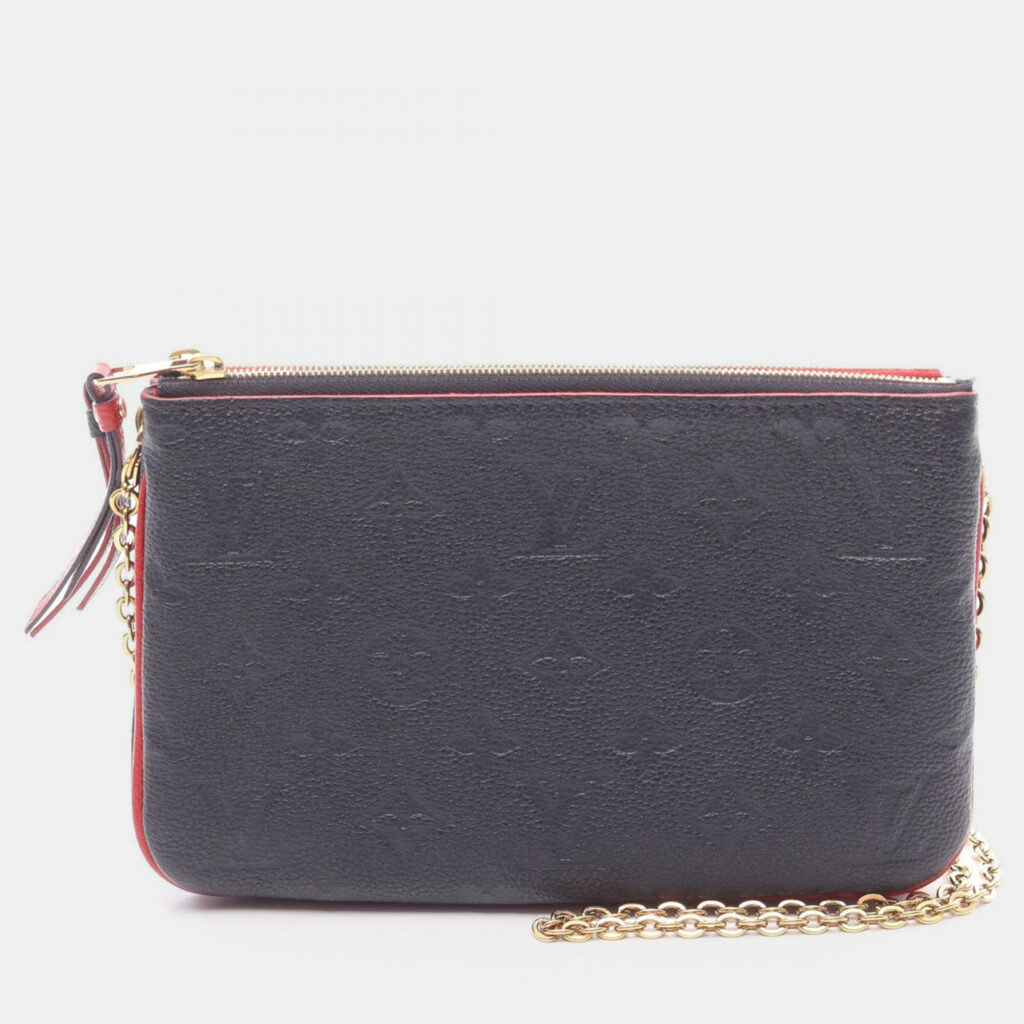 Louis Vuitton Pochette Double Zip Shoulder Bag Monogram Empreinte Blue Louis Vuitton Pochette Double Zip Shoulder Bag Monogram Empreinte Blue