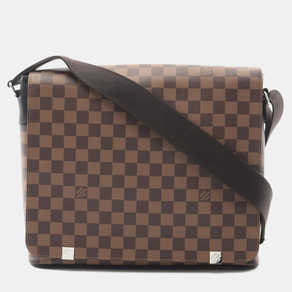 Louis Vuitton District Mm Nm Shoulder Bag Damier Canvas Brown Ebene