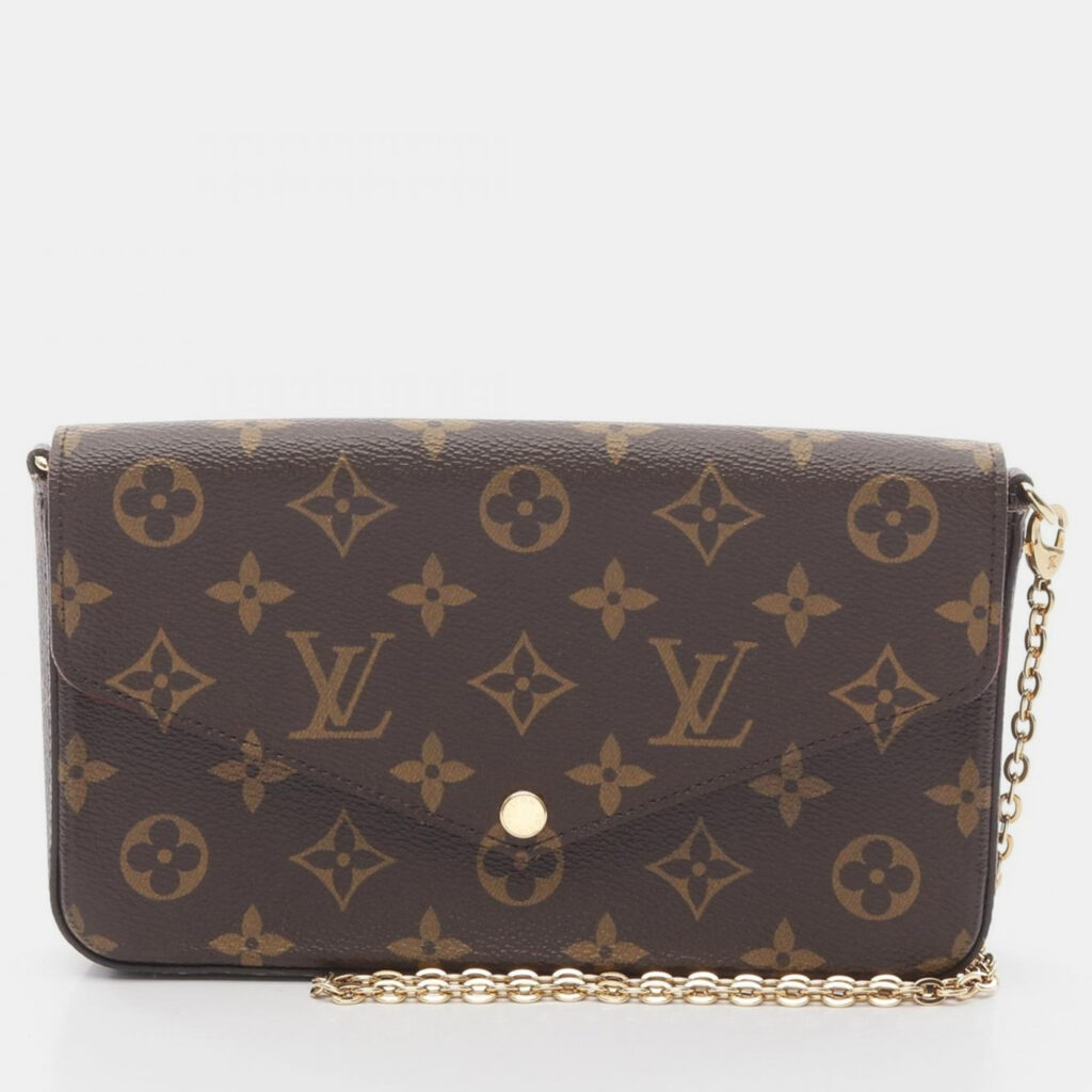 Louis Vuitton Felicie Pochette Monogram Fuschia Brown Canvas Shoulder Bag