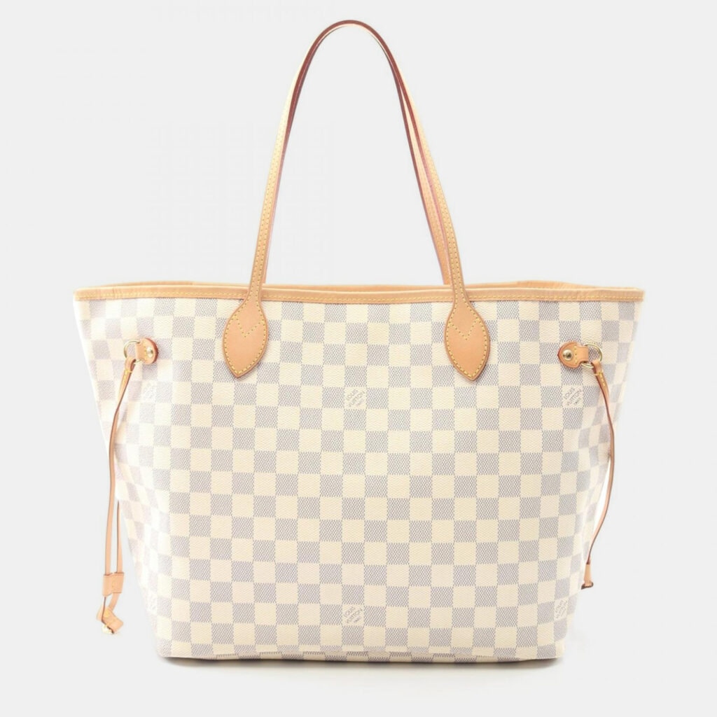 Louis Vuitton Neverfull MM White Damier Azur Canvas Shoulder Bag Louis Vuitton Neverfull MM White Damier Azur Canvas Shoulder Bag