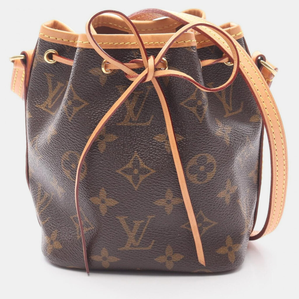 Louis Vuitton Nano Noe Brown Monogram Canvas Leather Shoulder Bag Louis Vuitton Nano Noe Brown Monogram Canvas Leather Shoulder Bag