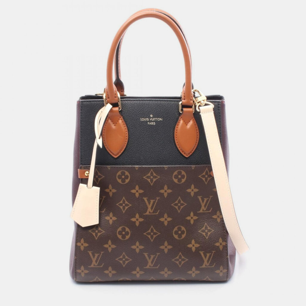 Louis Vuitton Fold Tote MM Black/Brown Monogram Canvas Leather Shoulder Bag