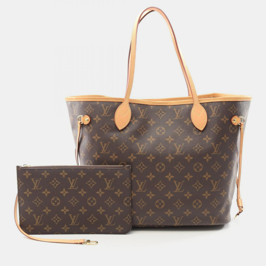 Louis Vuitton Neverfull MM Brown Monogram Canvas Leather Shoulder Bag