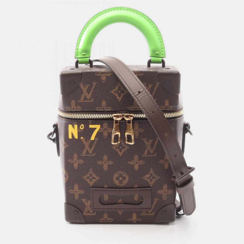 Louis Vuitton Vertical Box Trunk Brown/Green Monogram Canvas Shoulder Handbag Louis Vuitton Vertical Box Trunk Brown/Green Monogram Canvas Shoulder Handbag