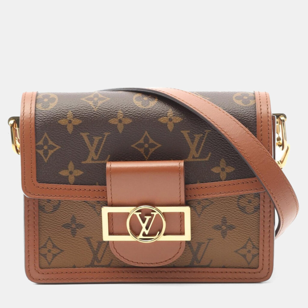 Louis Vuitton Dauphine Mini Monogram Reverse Brown Shoulder Bag Louis Vuitton Dauphine Mini Monogram Reverse Brown Shoulder Bag