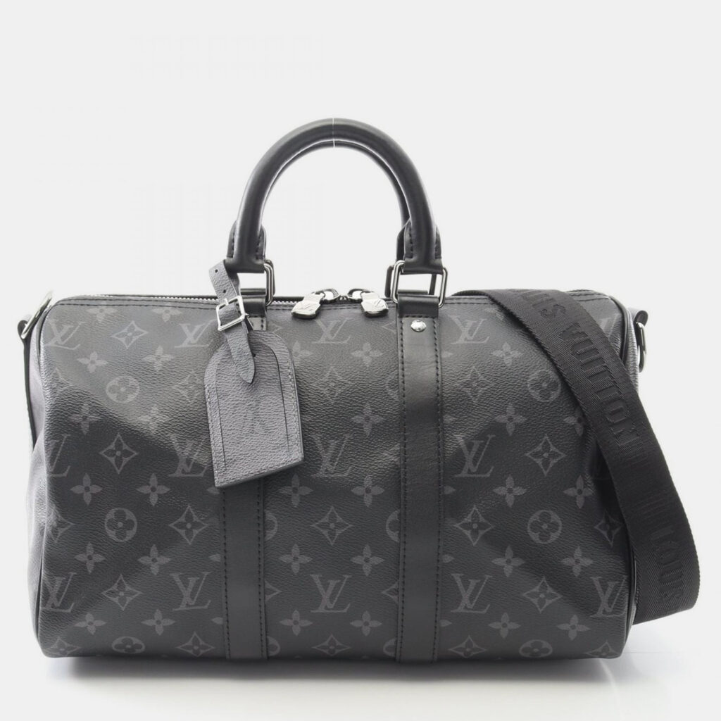 Louis Vuitton Keepall Bandoulière 35 Monogram Eclipse Black Shoulder Handbag Louis Vuitton Keepall Bandoulière 35 Monogram Eclipse Black Shoulder Handbag
