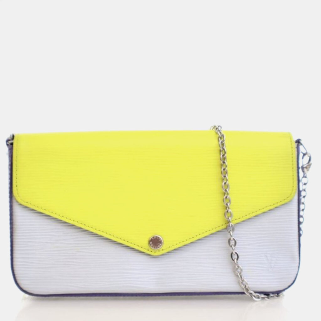 Louis Vuitton Felicie Pochette Yellow,Blue,Purple Epi Leather Shoulder Bag Louis Vuitton Felicie Pochette Yellow,Blue,Purple Epi Leather Shoulder Bag