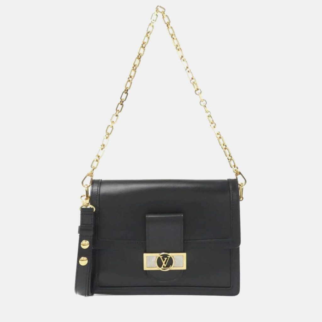 Louis Vuitton Dauphine MM Black Leather Shoulder Bag Louis Vuitton Dauphine MM Black Leather Shoulder Bag
