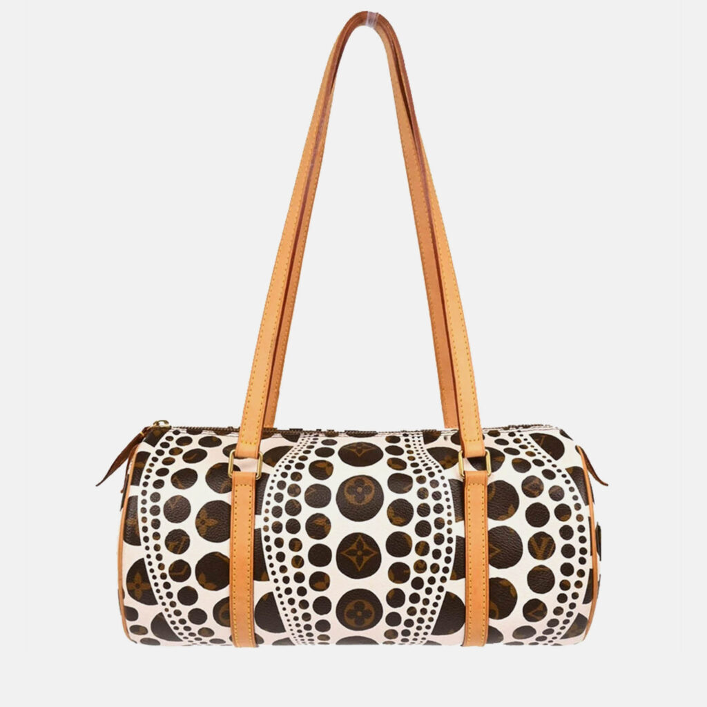 Louis Vuitton Papillon 30 White Pumpkin Dot Coated Canvas Shoulder Bag Louis Vuitton Papillon 30 White Pumpkin Dot Coated Canvas Shoulder Bag