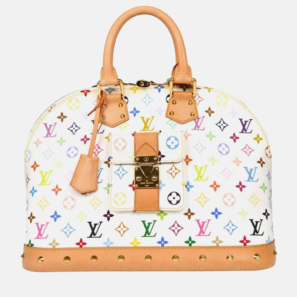 Louis Vuitton Alma GM White Monogram Multicolor Coated Canvas Shoulder Bag Louis Vuitton Alma GM White Monogram Multicolor Coated Canvas Shoulder Bag
