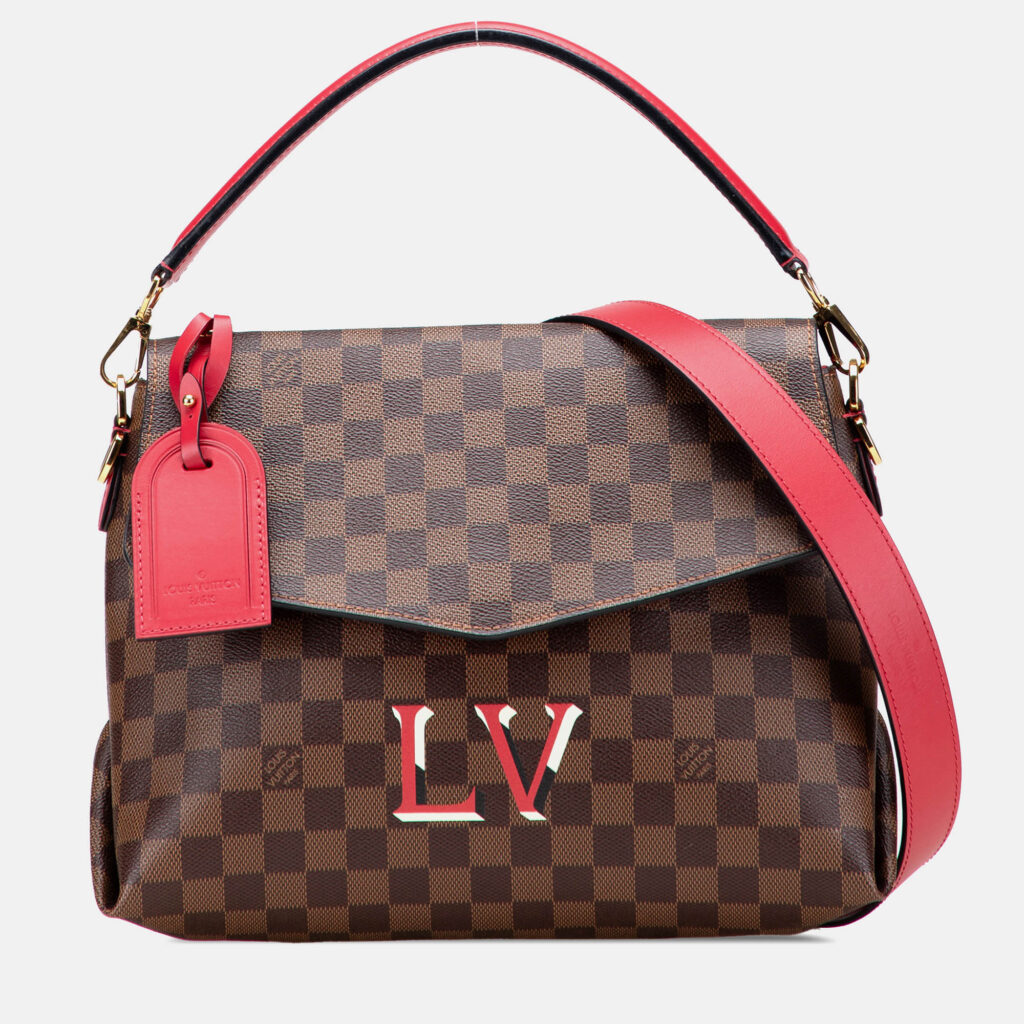 Louis Vuitton Brown/Red Damier Ebene Beaubourg MM Bag Louis Vuitton Brown/Red Damier Ebene Beaubourg MM Bag