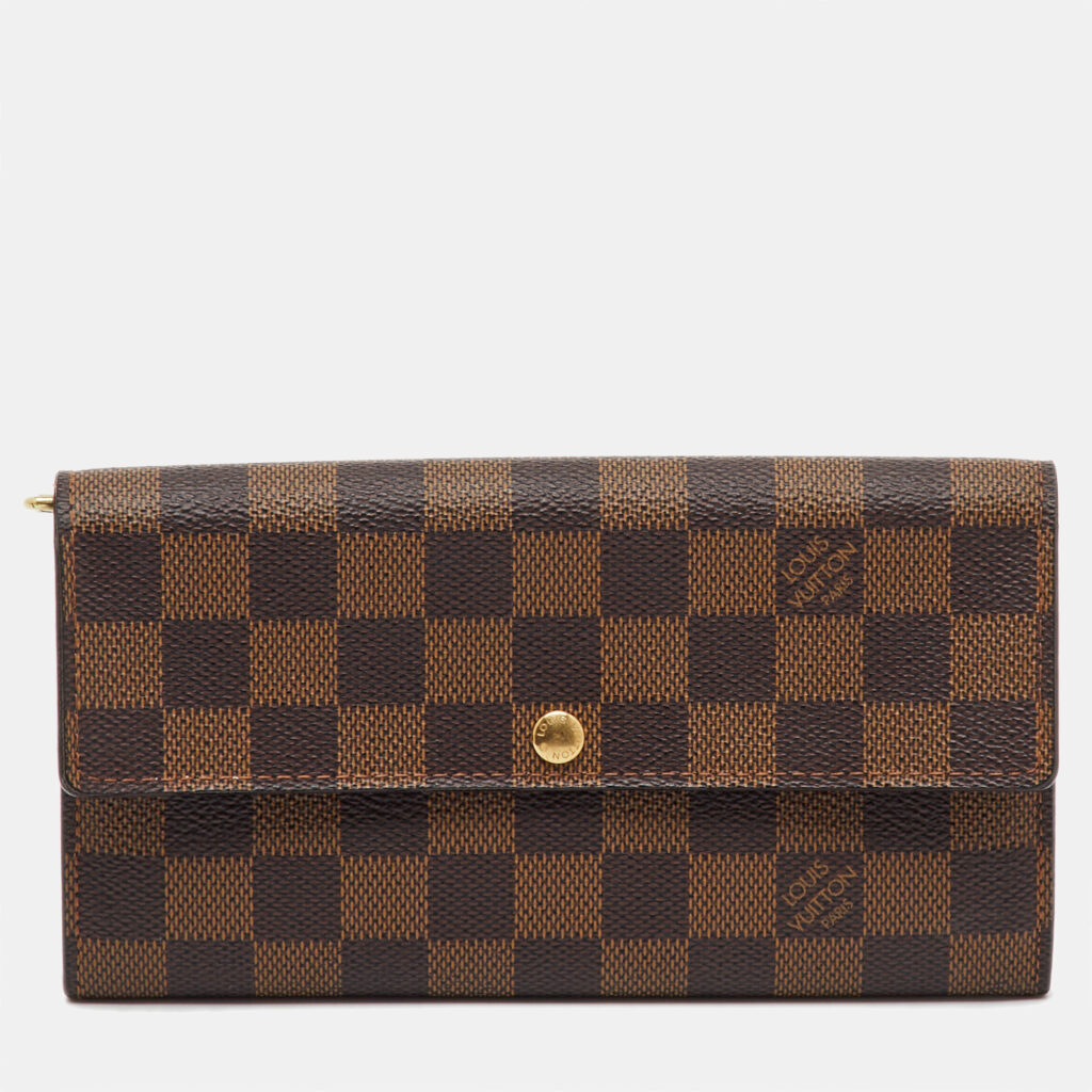 Louis Vuitton Damier Ebene Canvas Sarah Long Wallet Louis Vuitton Damier Ebene Canvas Sarah Long Wallet