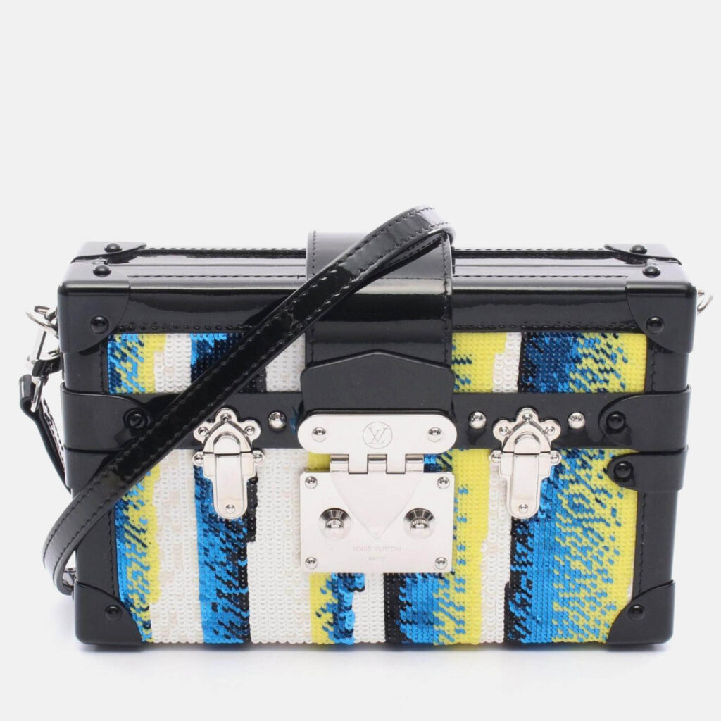 Louis Vuitton Petite Malle Blue Multicolor Patent Leather Shoulder Bag
