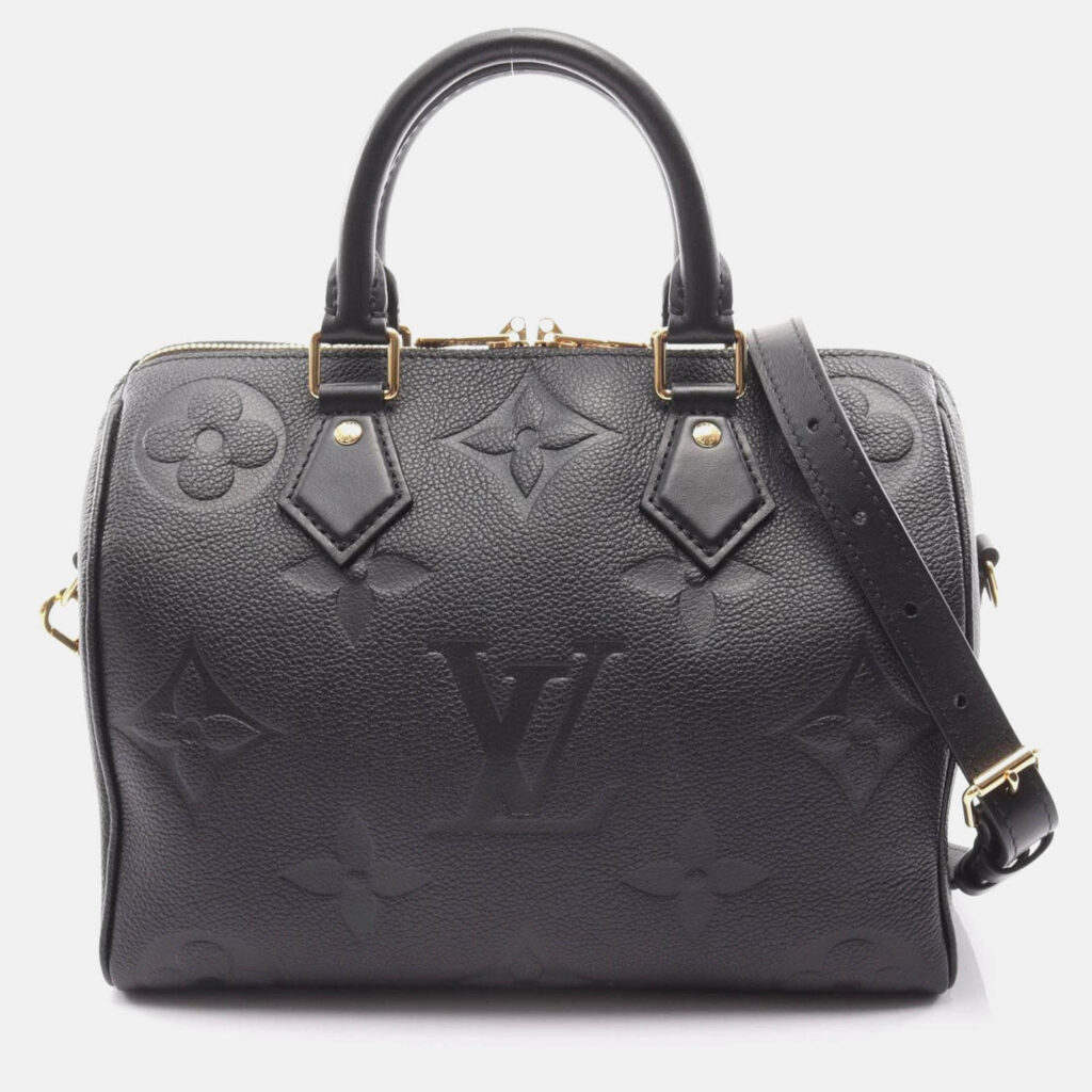 Louis Vuitton Speedy Bandouliere 25 Giant Noir Monogram Empreinte Black Leather Handbag