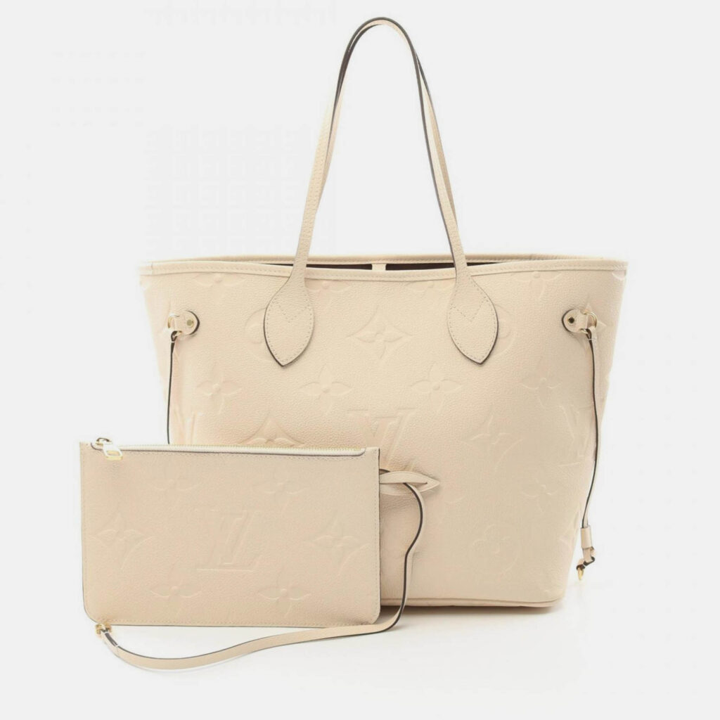 Louis Vuitton Neverfull MM Ivory Monogram Empreinte Leather Tote Bag Louis Vuitton Neverfull MM Ivory Monogram Empreinte Leather Tote Bag