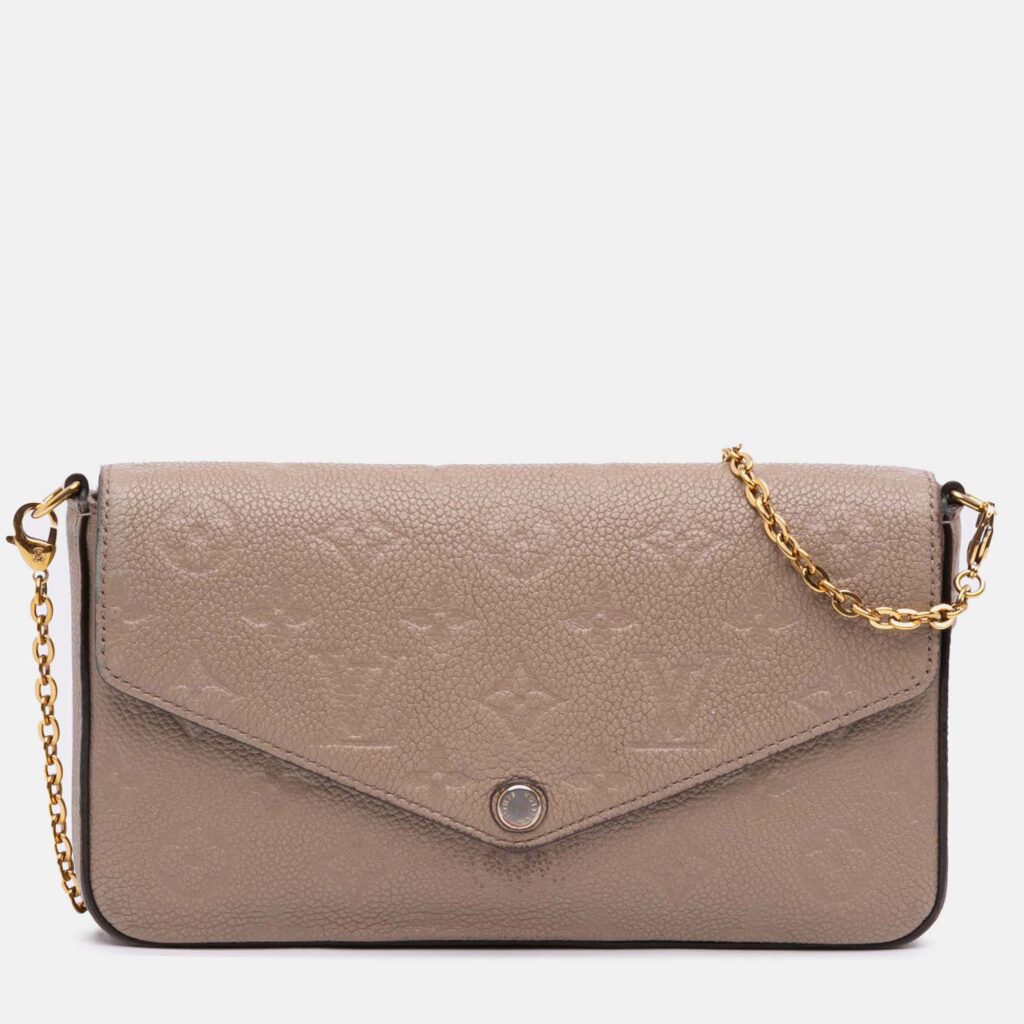 Louis Vuitton Brown Monogram Empreinte Pochette Felicie Bag Louis Vuitton Brown Monogram Empreinte Pochette Felicie Bag