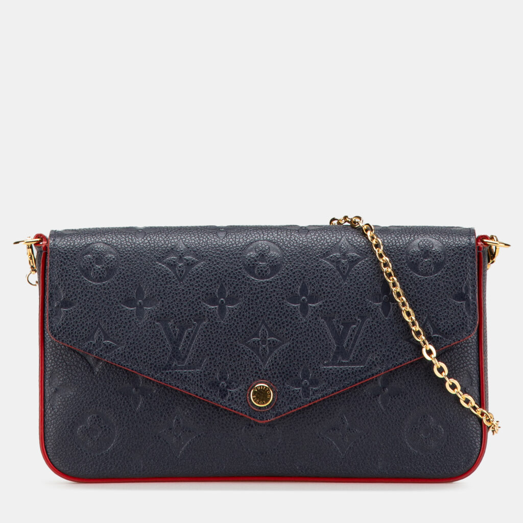 Louis Vuitton Navy Blue Monogram Empreinte Pochette Felicie Louis Vuitton Navy Blue Monogram Empreinte Pochette Felicie