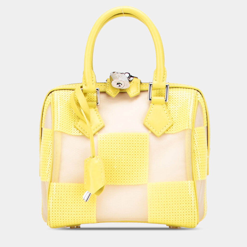 Louis Vuitton Yellow Damier Optic Mesh Sequins Cube Speedy Louis Vuitton Yellow Damier Optic Mesh Sequins Cube Speedy