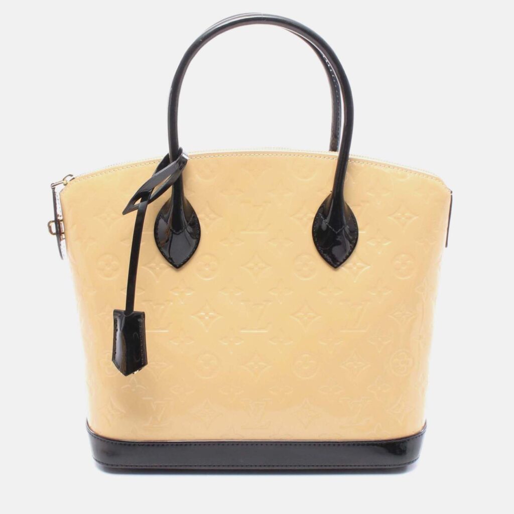 Louis Vuitton Lockit Pm Handbag M90251 Vernis Leather Beige Dune Used Women Lv
